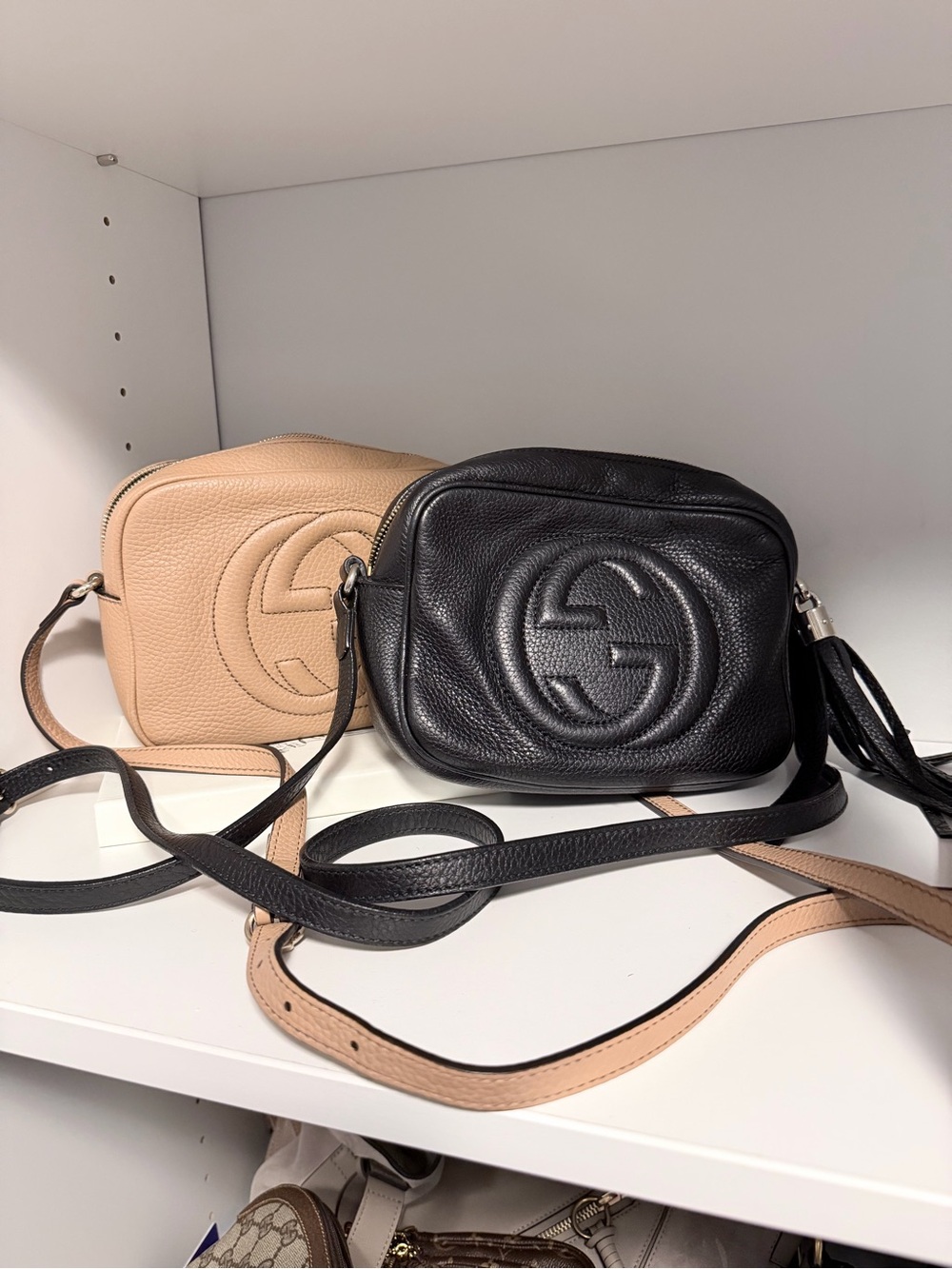 Gucci Pebbled Leather Soho Crossbody - Beige